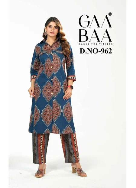 Gaabaa 962 Pure Cotton Printed Wholesale Size Combo Kurti With Bottom In India